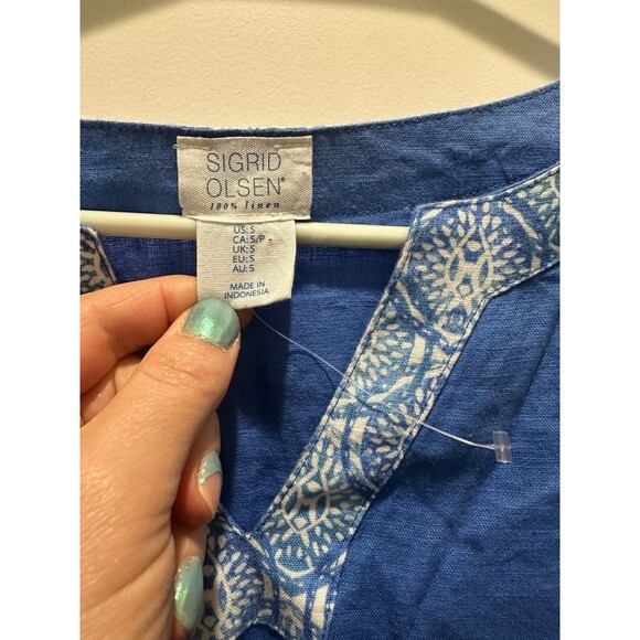 Women’s Sigrid Olsen Linen Sleeveless Tunic Dress Blue size Small NWOT - Picture 2 of 3